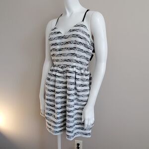 NWT Ina White & Black Striped Lace Dress (M)